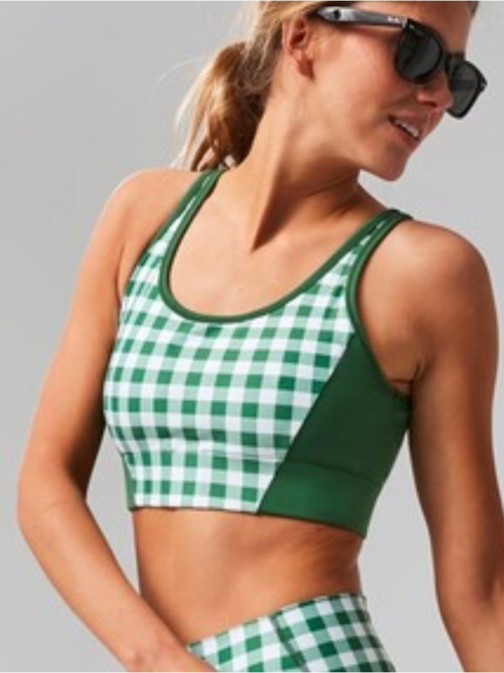TUCKERNUCK Trellis green sports bra, large